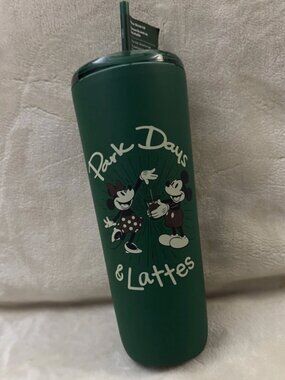 Disney Parks Starbucks Park Days & Lattes Green Stainless Steel Travel Tumbler T